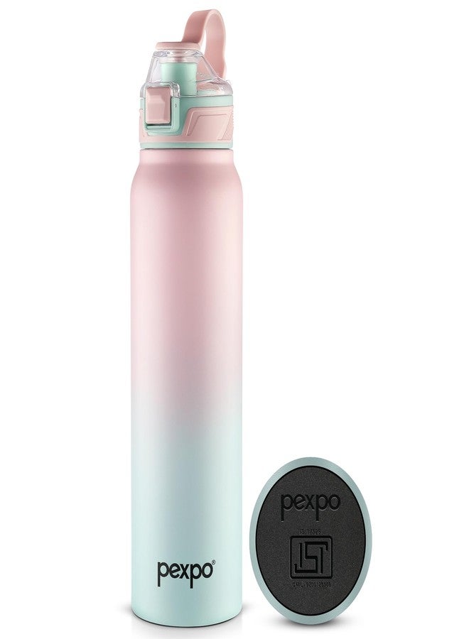 Pexpo Amaze 1000 ISI Certified Stainless Steel Vacuum Insulated Flask - 940ml | Double Wall | Flip Top Cap | Hot & Cold Water Bottle for Adults | Ideal for Home, Office, Gym, Outdoor - Pink&Green - Image 1
